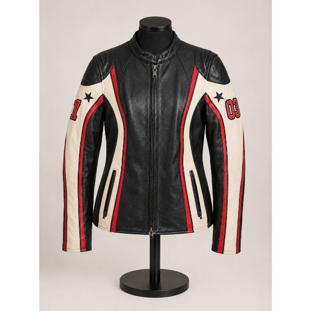 Harley-Davidson Flection Leather Motorcycle Jacket Women XL Black Red 97012